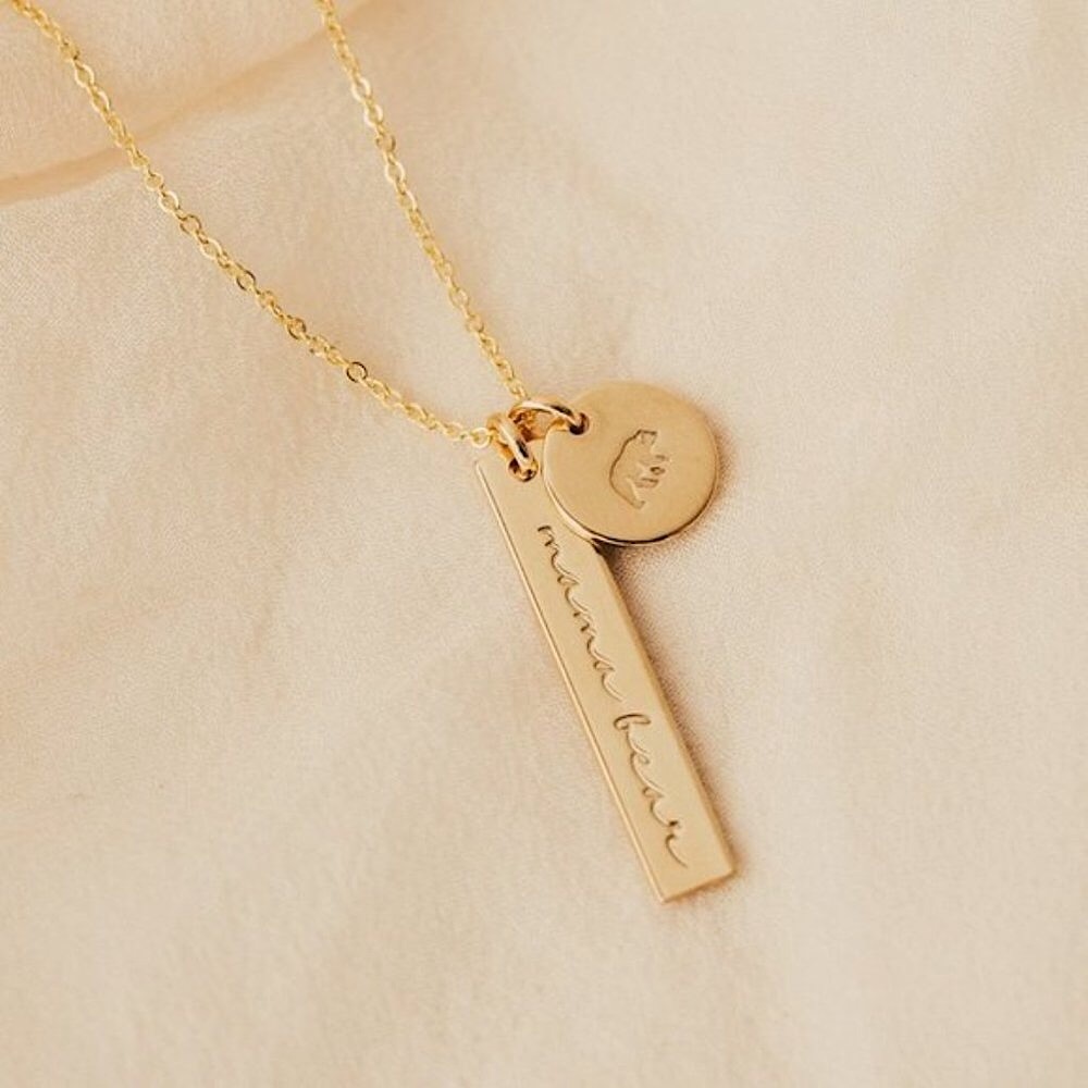 “Motherly Love” Mama Bear Pendant Layered Necklace - Picture 12 of 13